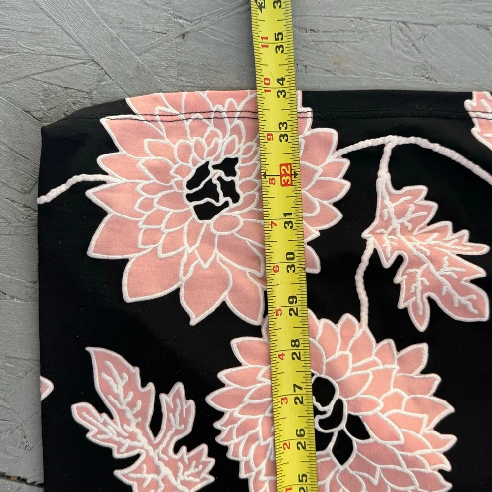 NYCC Black Maxi Skirt with Pink Floral Detail | Stretchy | Size Large